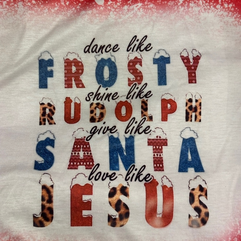 Bleached red T-shirt for Christmas